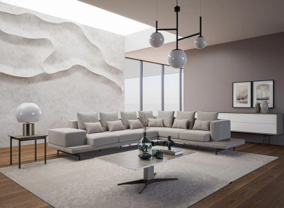 Upholstered furniture Gray Sofa Couch L-shape Design Corner sofa new Living room Coffee table